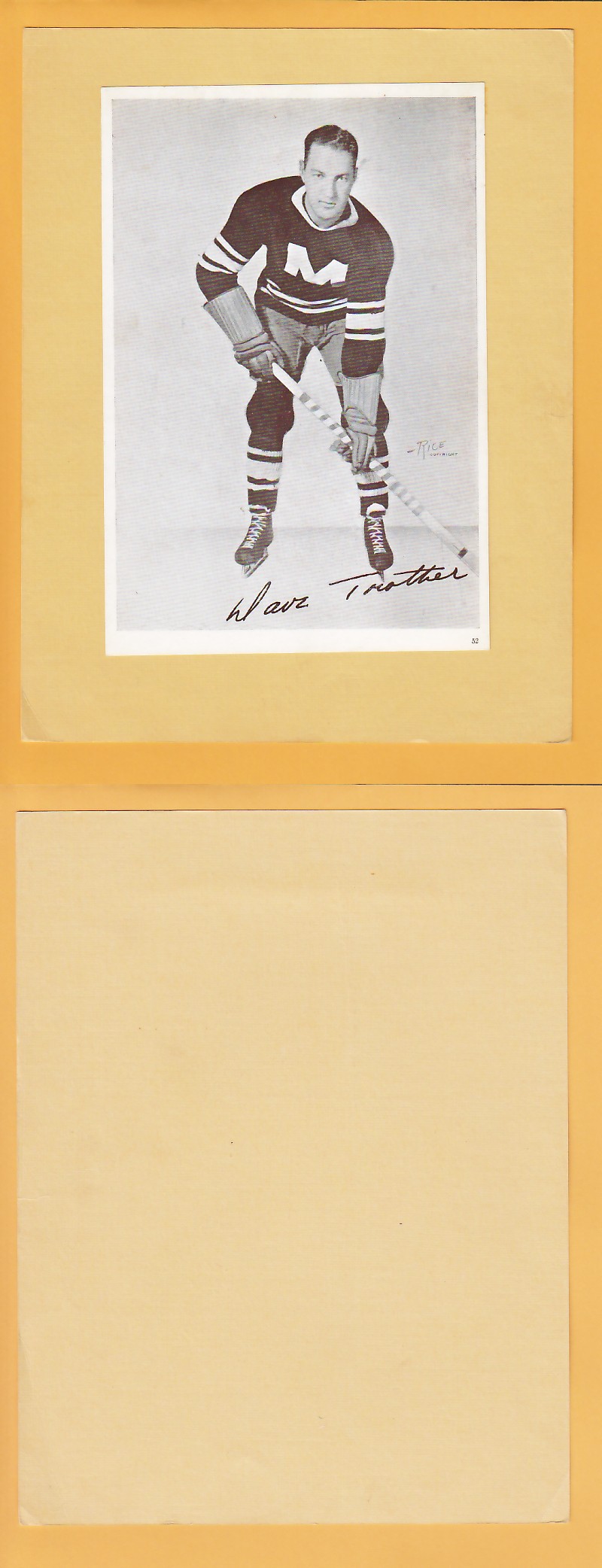 1935-40 CROWN BRAND PHOTO #52 DAVE TROTTIER photo 1935-40 CROWN BRAND PHOTO #52 DAVE TROTTIER photo